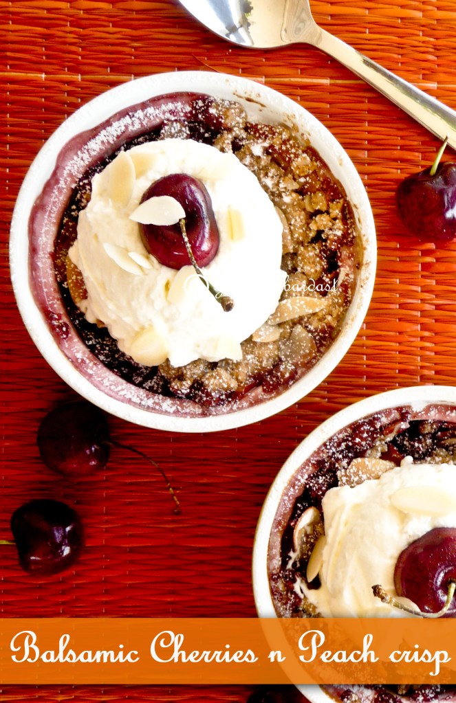 Balsamic cherries n peach crisp