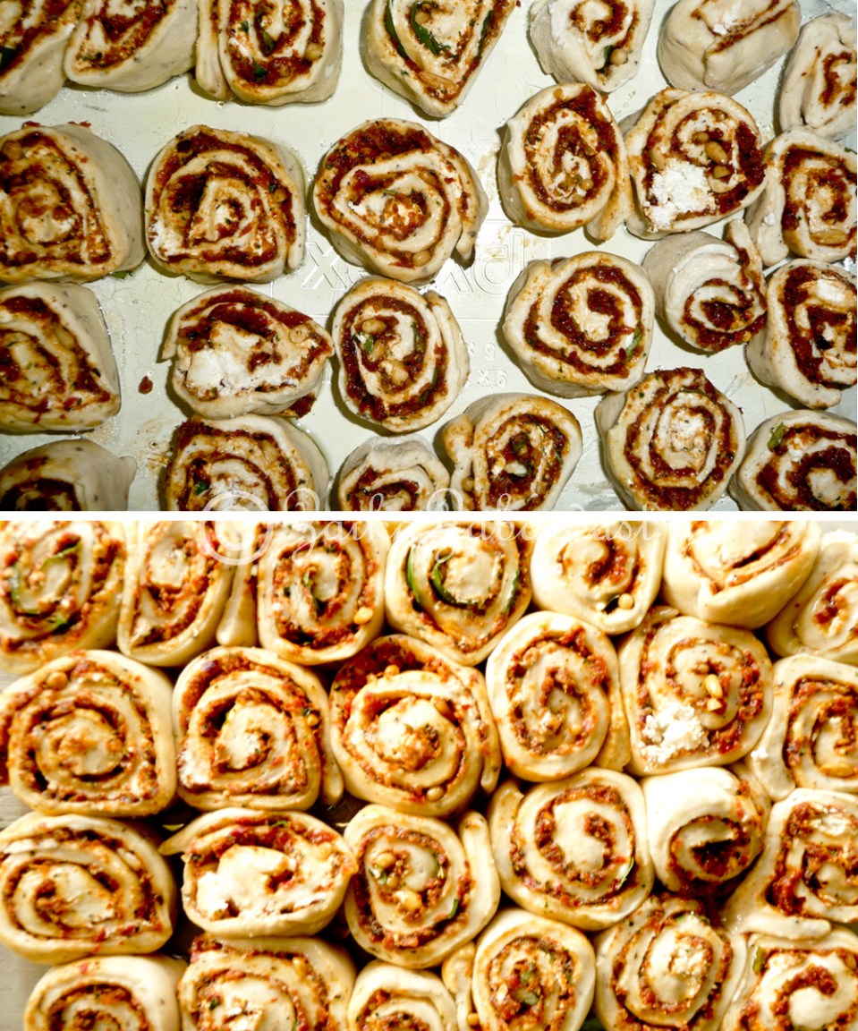Rising process for the rolled rolls before baking